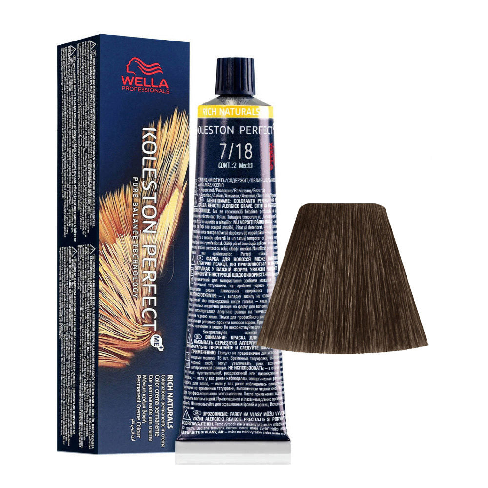 Wella professionals- Koleston perfect me+ 7/18 Colorazione: Biondo medio cenere perla
