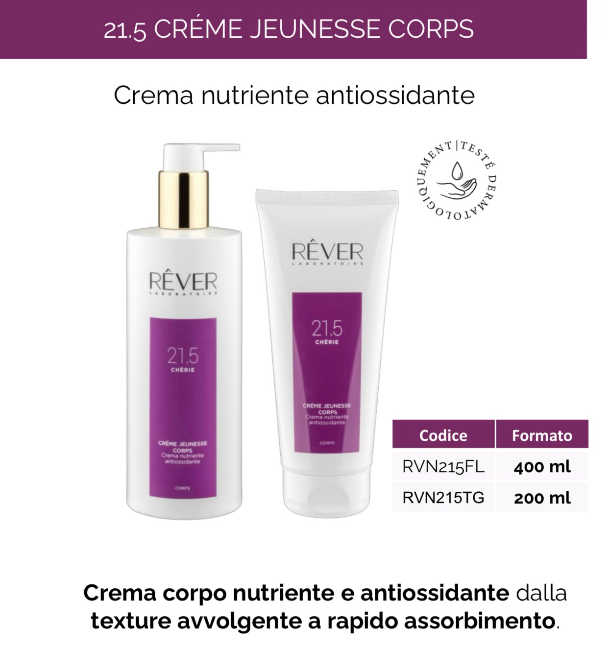 REVER Cherie 21.5 CREME JEUNESSE CORPS 200 ml